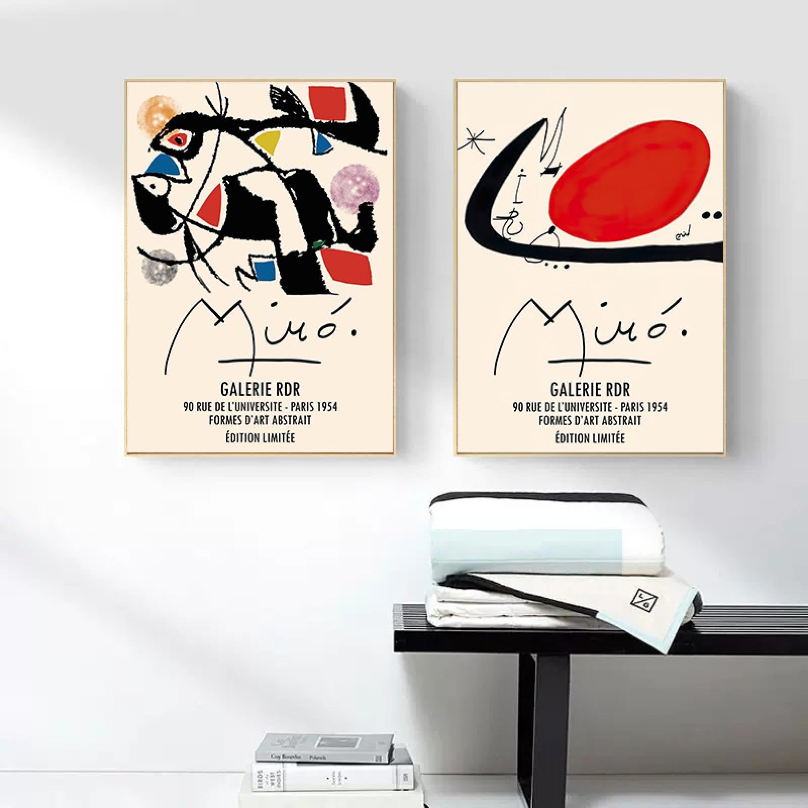 SDVIB Surrealismo Joan Miro Art Poster Stampa Tela Pittura Astratta Moderna Arte della parete Immagine per Soggiorno Decorazioni per la casa 60x80cm-2Pieces Frameless