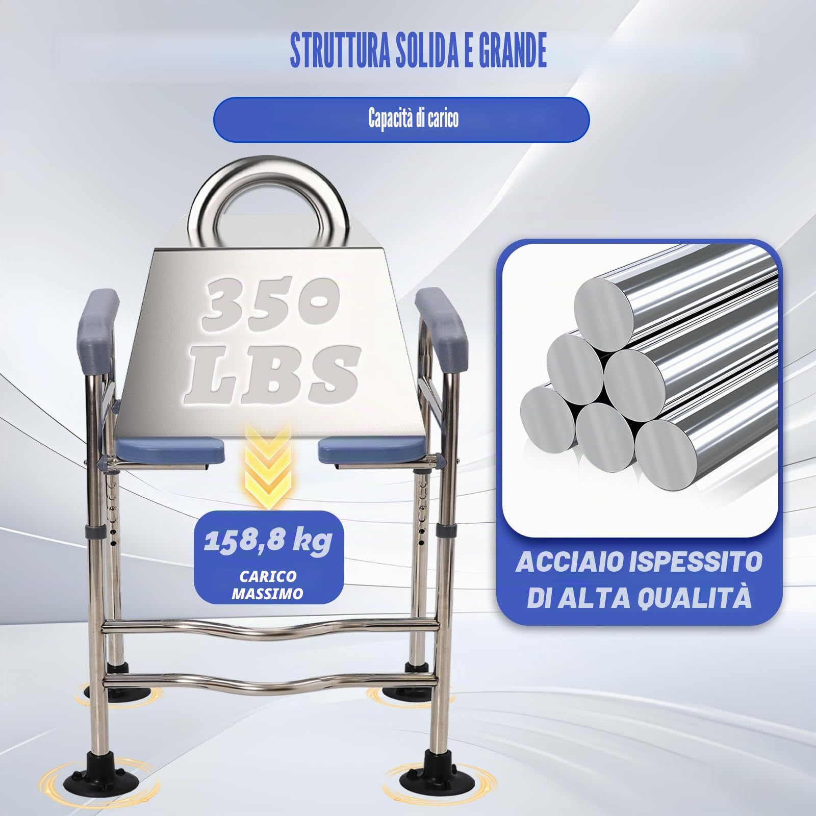 Rialzo Per Water Per Anziani, Sedia WC Regolabile In Altezza. Alzawater Per Protesi Anca. Altezza 64-74 Cm, 48 x 38 Cm, Adatto Ad Anziani, Donne Incinte E Persone Con Mobilità Ridotta.