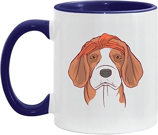 Gift for Pet Lovers Beagle Dog Wearing Red Bandana with Bow 11oz 15oz Inner Color Accent Mug