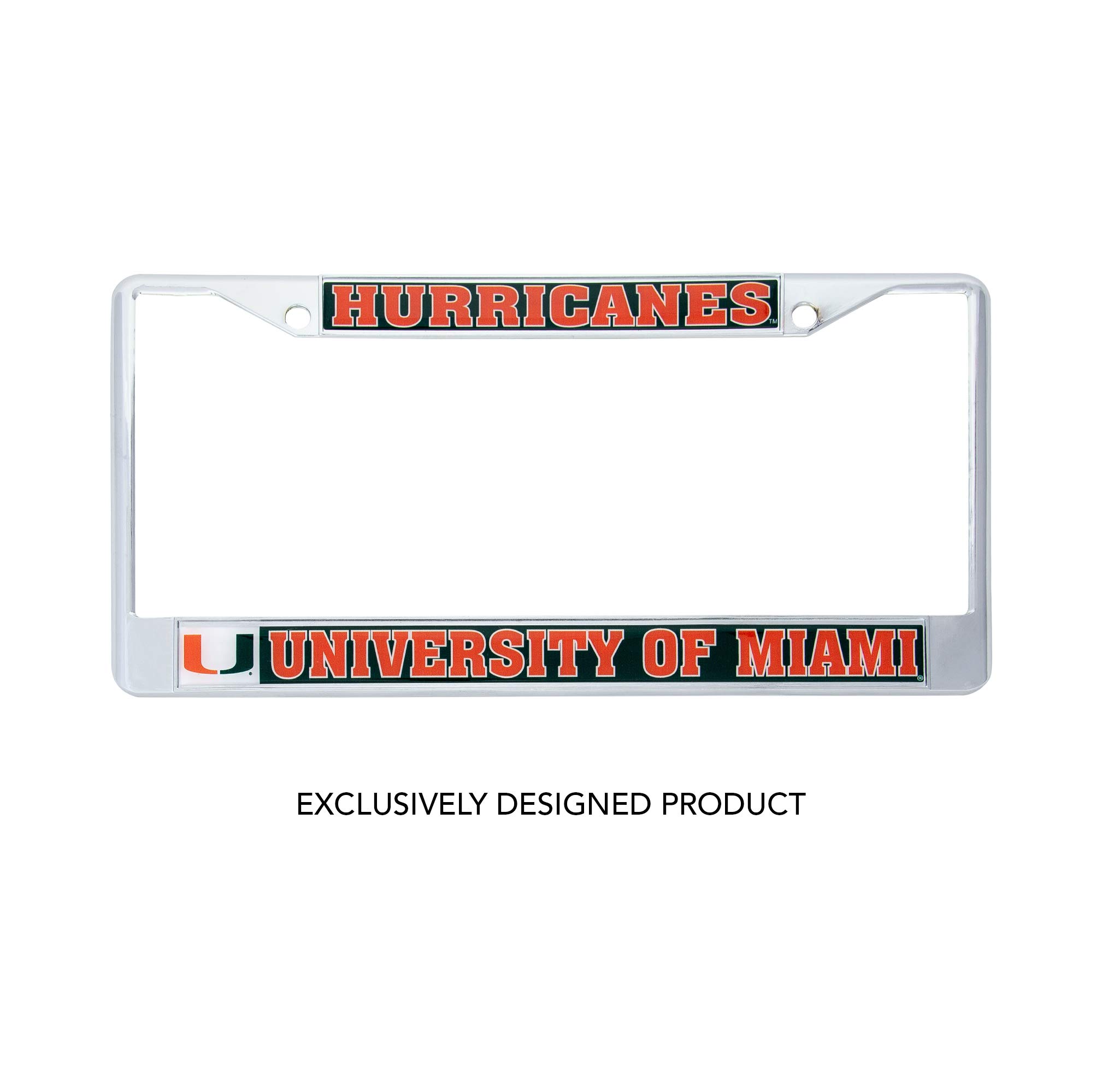 Desert Cactus University of Miami Hurricanes Car Accessories Metal License Plate Frame and Tag Holder for Front or Rear of Car (Mascot)