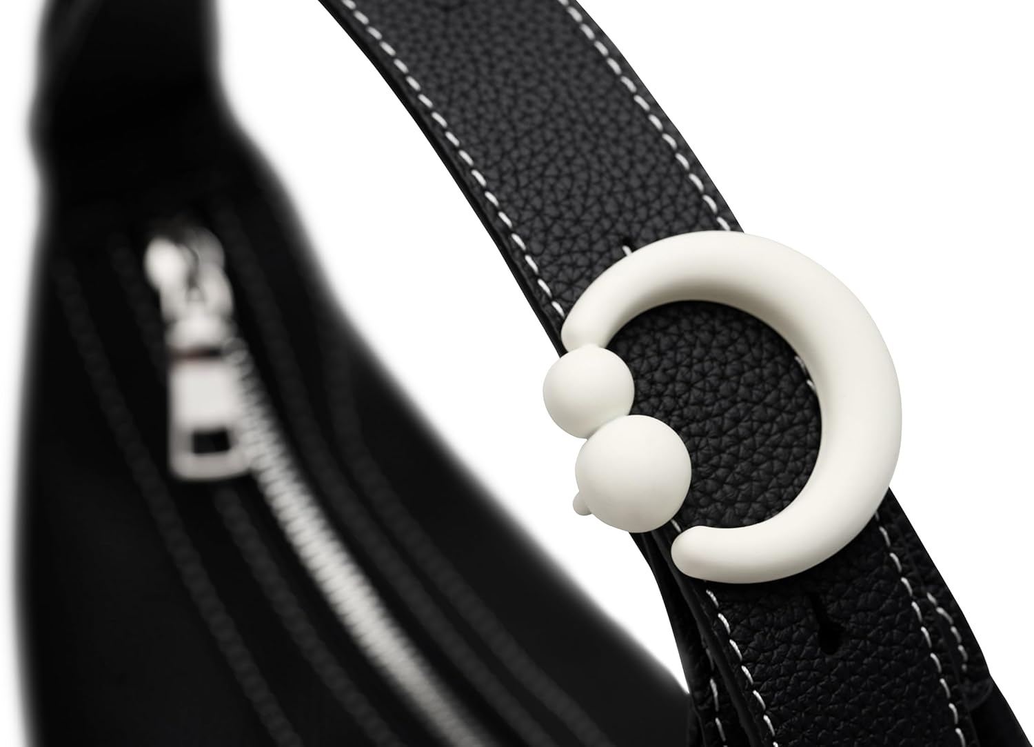 Black Women's Shoulder Handbags Genuine Leather Hobo Purses for Women Cute Crescent Crossbody Bags for Women with Adjustable Strap - Image 5