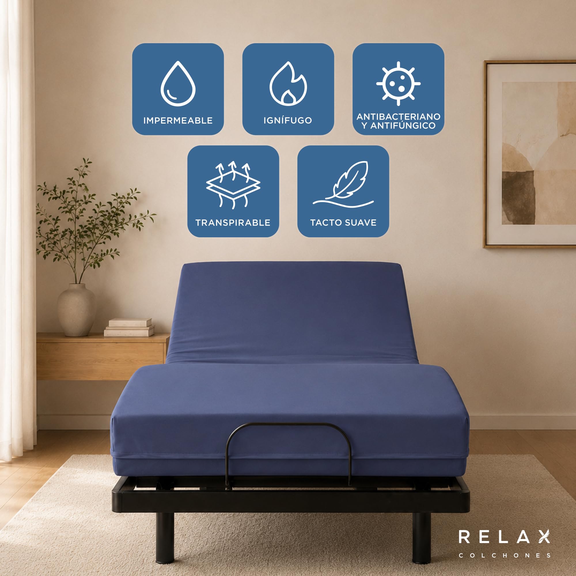 Colchón para Cama Articulada 90x190 | Espuma HR + Viscoelástico 5cm | Funda Impermeable, Lavable e Ignífuga | Colchón Sanitario, Hospitales, Gertiátrico | Fabricado en España | Vitae 90 x 190 (90x190)