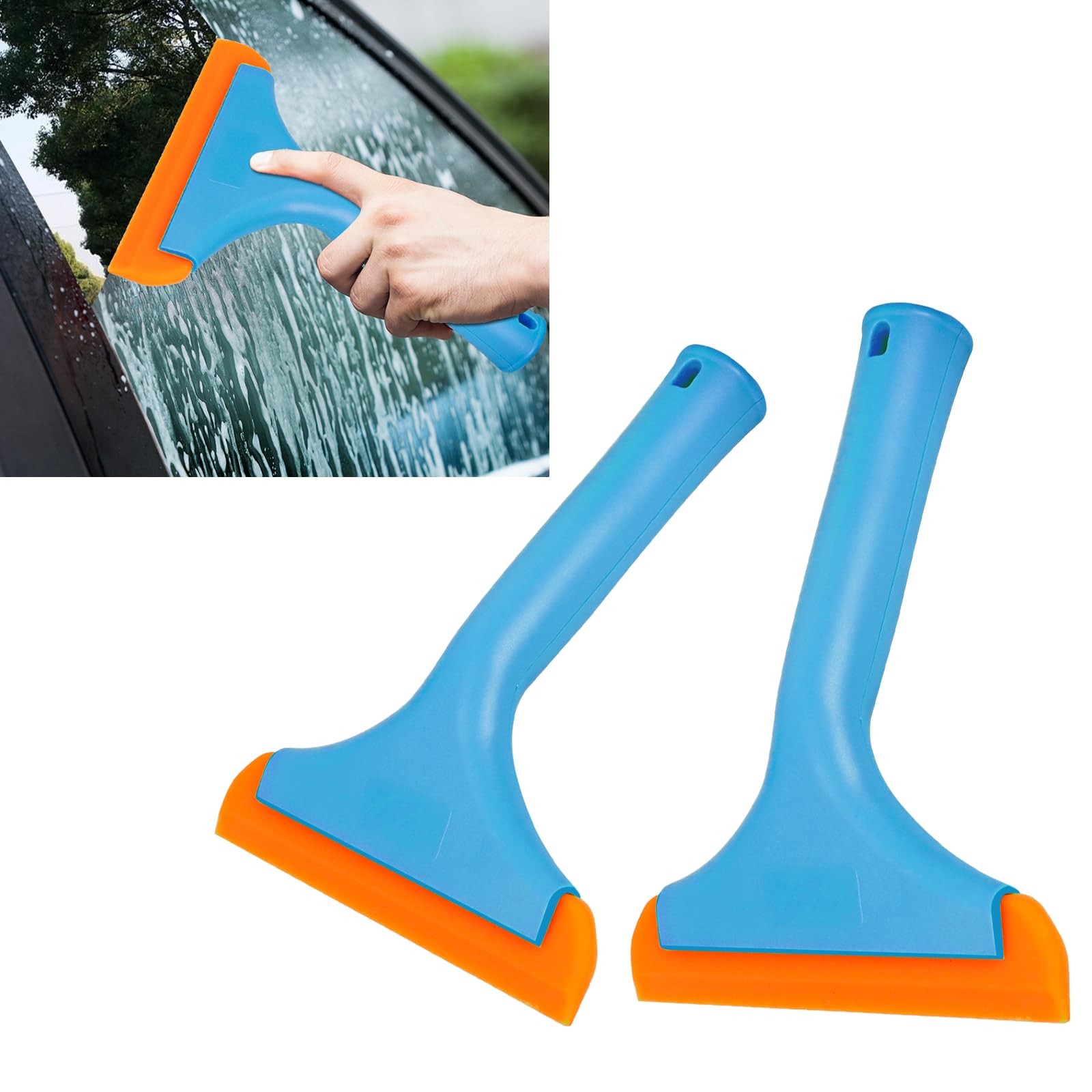 Wuyaoyao 2PCS Silicone Squeegee, Small Squeegee for Car, Automotive Mini Window Squeegees, Shower Squeegees, Water Wiper Cleaning Tool for Car
