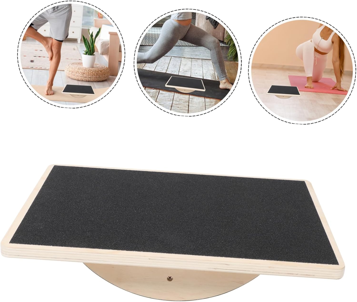 Mikinona Solid Wood Rectangular Balance Board for Adults Non-slip Yoga Training Wobble Board Lightweight Wooden Exercise Beam for Home Workouts and Stability Enhancement