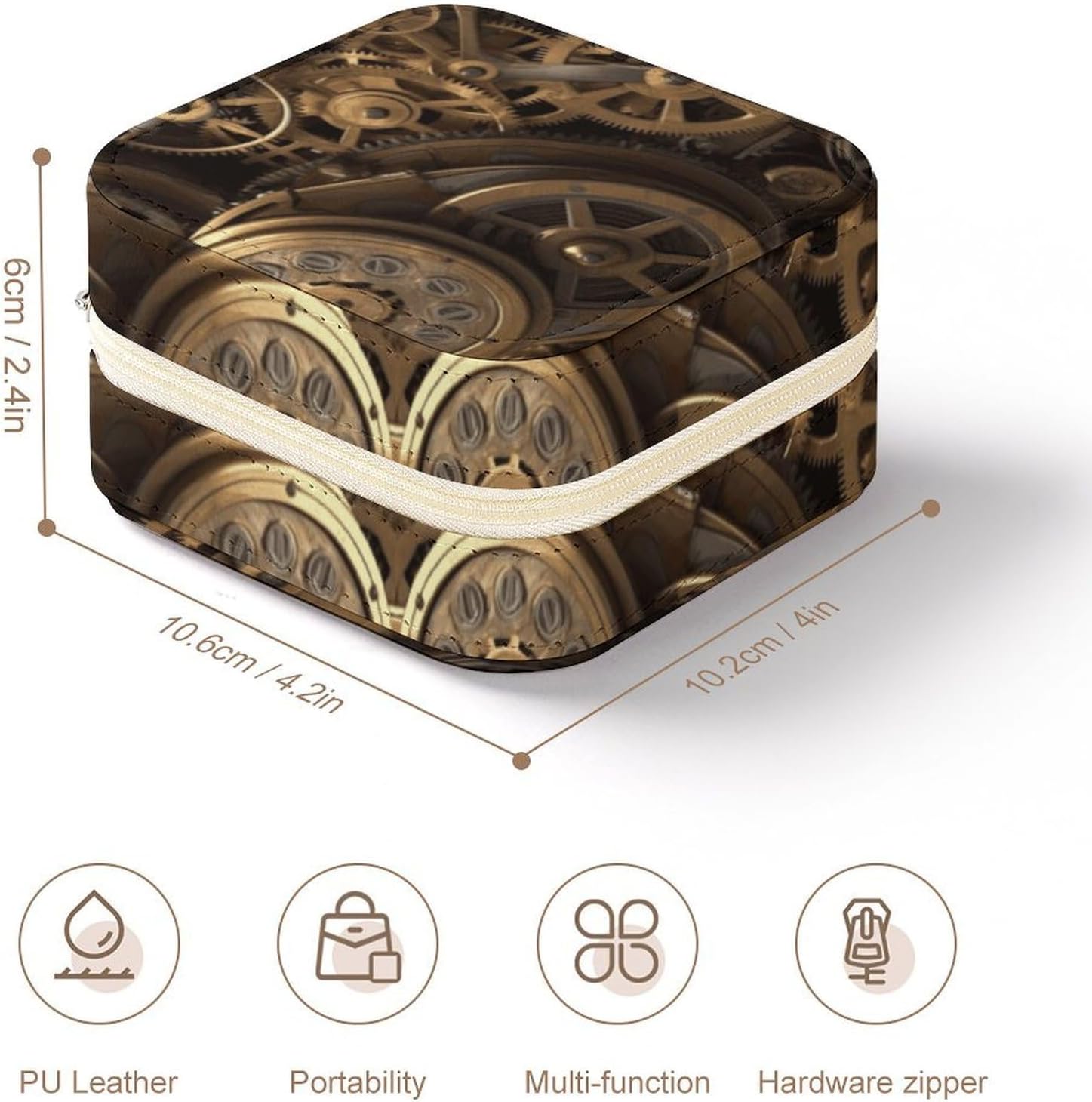 Jewelry Box for Women PU Leather Jewelry Organizer Travel Jewelry Case Portable Jewelry Storage Box Cool Steampunk Gears Jewerly Display Storage Case for Earrings Ring Necklaces image 2