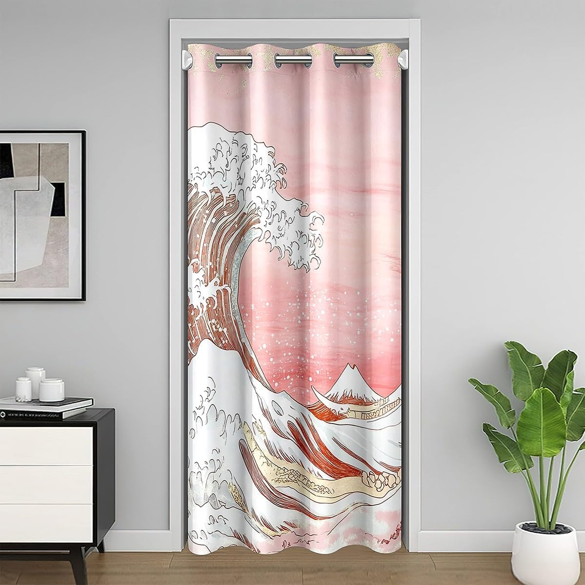 Feelyou Fish Closet Door Cover Curtain for Living 1 Panel, 52"x80" Cherry Blossoms Door Curtain for Doorway Privacy Ultra Soft Japanese-Style Blackout Curtain Floral Botanical Doors with Windows Decor