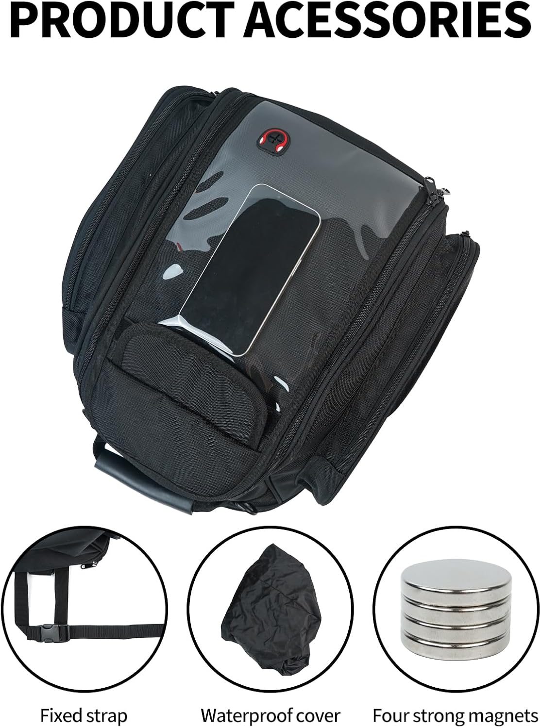 Motorcycle Tank Bag Universal Waterproof Oxford Fabric with Strong Magnetic，Magnetic Tank Bag, fits Harley Davidson, Indian, Honda, Yamaha, Suzuki and more