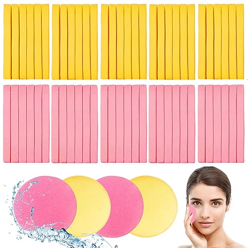120 esponjas faciales comprimidas, esponja limpiadora facial, esponja de eliminación de maquillaje, esponja redonda exfoliante para mujeres, niñas