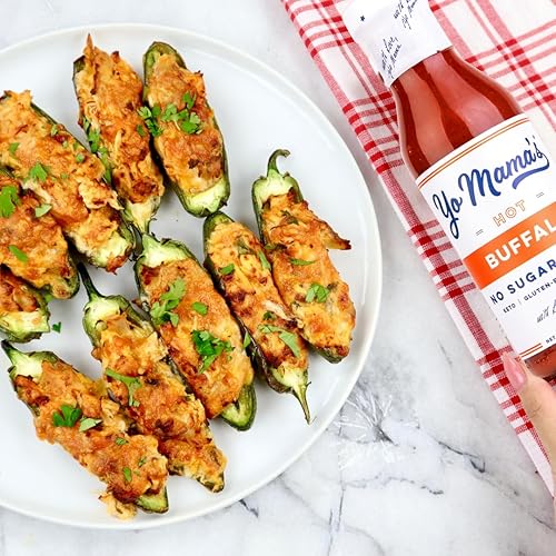 Vista 66 de Yo Mama's Foods Keto Buffalo - Salsa para salsa, marinada y ala, paquete de (2) – Bajo cero carbohidratos, sin azúcar añadido, Whole30, Paleo, sin