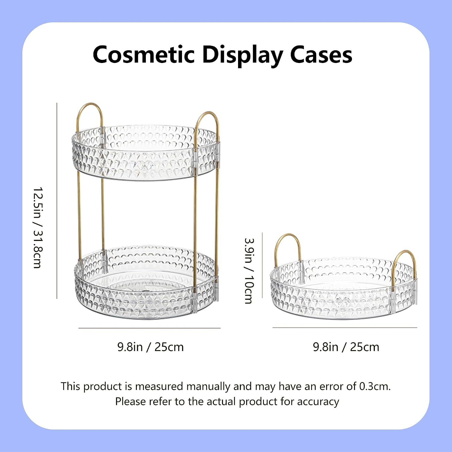 360° Rotating Makeup Organizer, 2-Tier Large Capacity Cosmetic Storage Rack for Bathroom Countertop & Vanity, Clear Acrylic Holder for Skincare, Perfume & Beauty Essentials