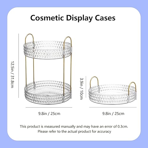 Miniatura 6 de Organizador de maquillaje giratorio de 2 niveles con soporte para pinceles, estante de almacenamiento de gran capacidad para tocador, baño,