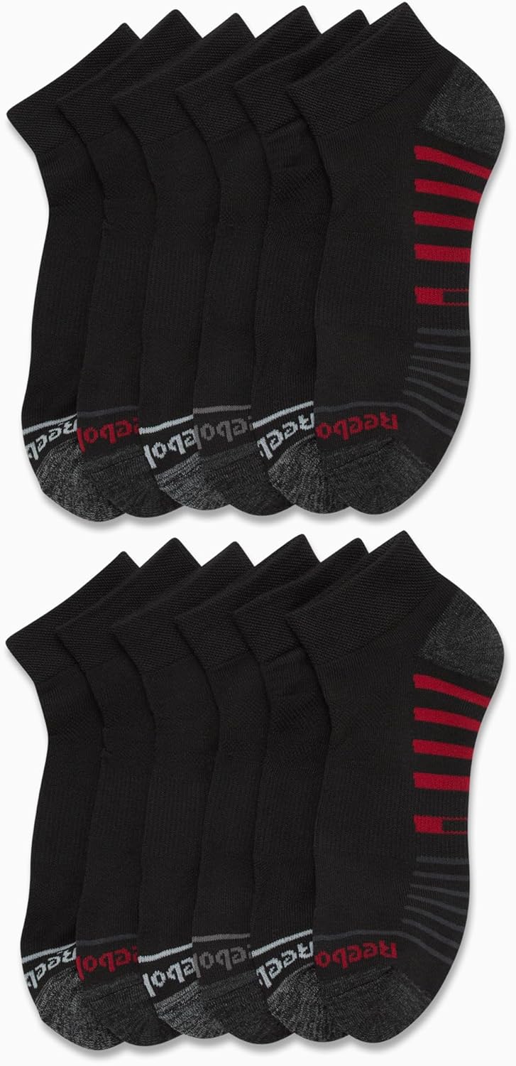 Reebok Mens Quarter Socks - 12 Pack Performance Stretch Moisture Wicking Athletic Running Ankle Socks for Men - Image 2