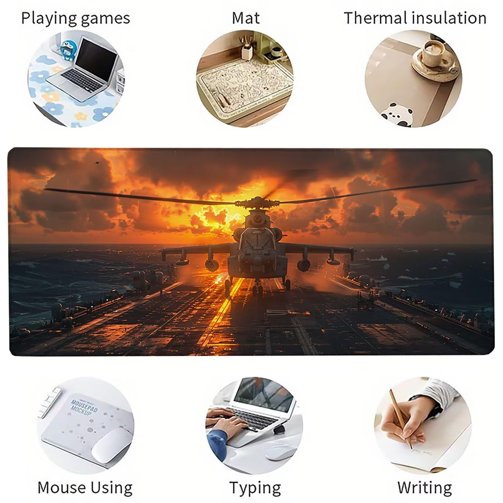 Tappetino Mouse Giallo, Tappetino Mouse XXL 1200x600 mm, Gaming Mouse Pad con Base in Gomma Antiscivolo, Gaming Mousepad Migliora Precisione e Velocità, Accessori Scrivania, Regalo, Aereo Q-1344