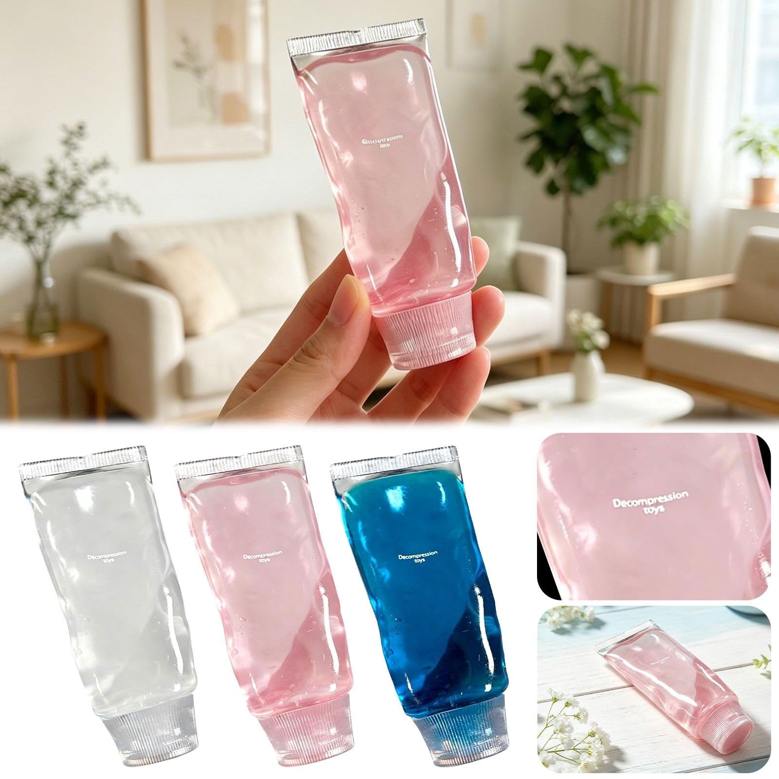 7 Colors Toothpaste Squishy Stress Ball, Novelty Filled Gel Squeeze Toy, Gel Filled Toothpaste Squishy for Adults Anxiety & Stress Relief (Blue-a, 1 pc)