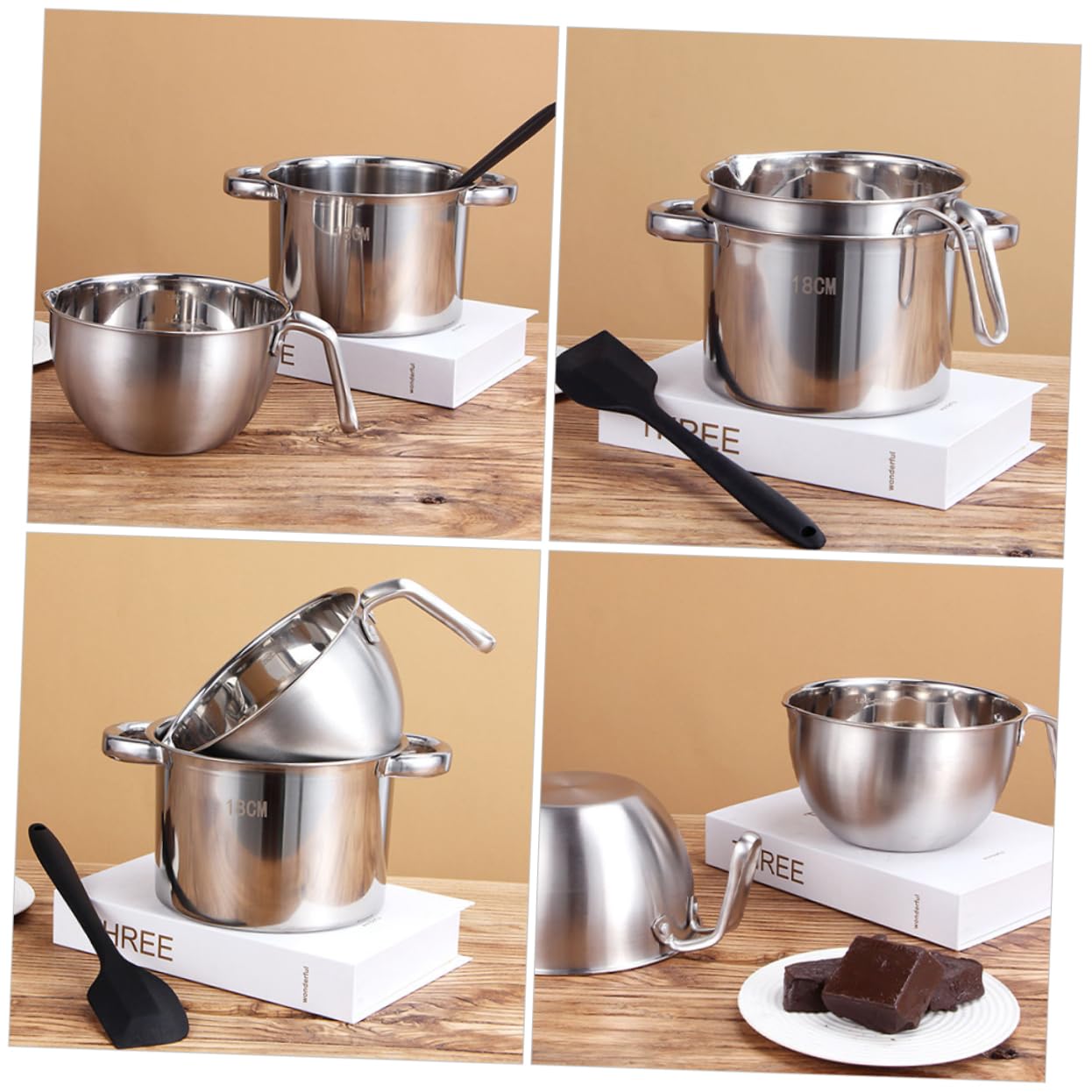 Ciieeo 1 Set Double Boiler Melting Pot Stainless Steel and Cheese Heating Pot Heat Resistant for Candy Melting Baking and Cooking Compact Design for Home and Bakery Use