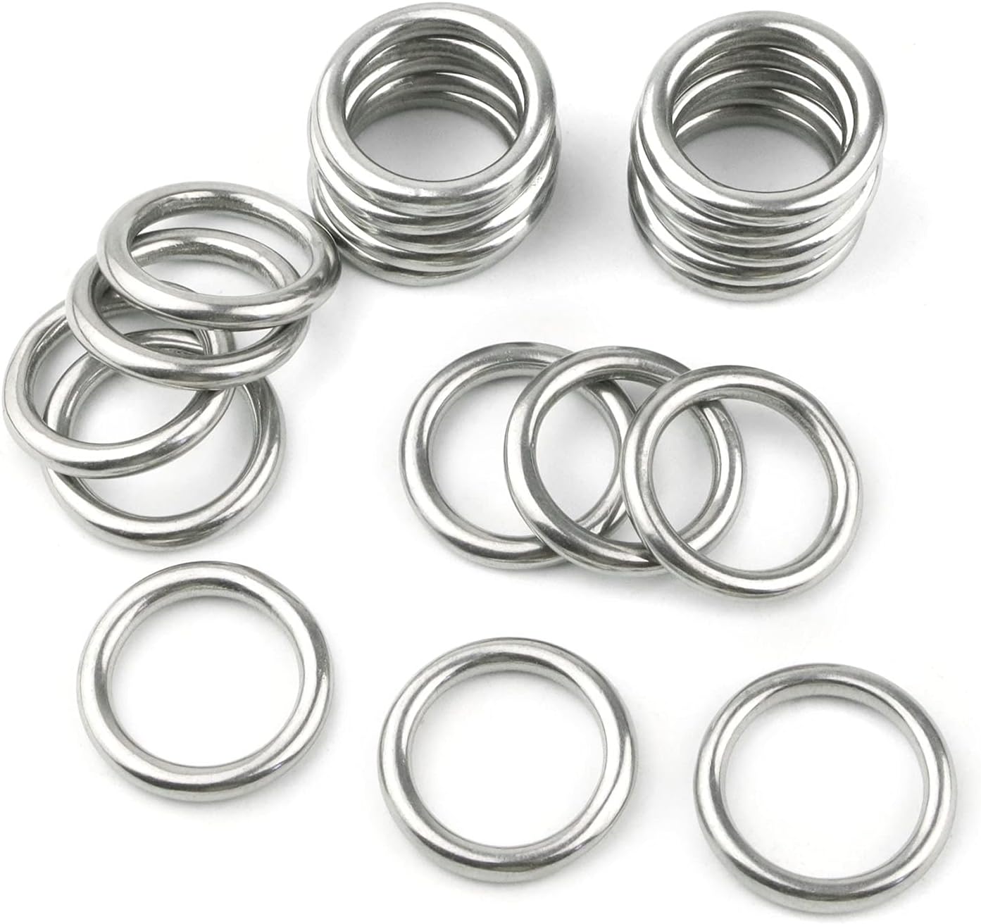 20 PCS Smooth Welded 304 Stainless Steel O-Ring Welded Round Rings for Camping Belt, Dog Leashes, Luggage Accessories (4mm×20mm ID)