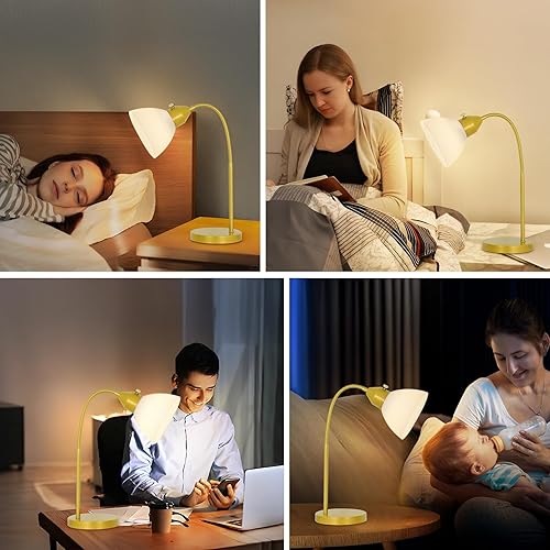 Miniatura 6 de Lámpara LED de escritorio para oficina en casa, 3 niveles de luz de lectura regulable, lámpara de mesa de cuello de cisne flexible para oficina de