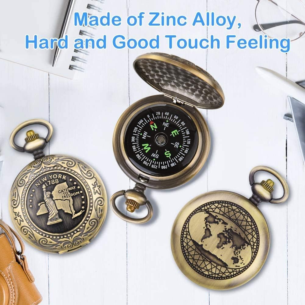 Camping Compass Survival Navigation Tool for Adult & Kids, Pocket Orienteering Compass for Outdoor Camper Hiking Hunting Boating Backpacking Scout Activities, Retro Nostalgic Watch Style,Waterproof