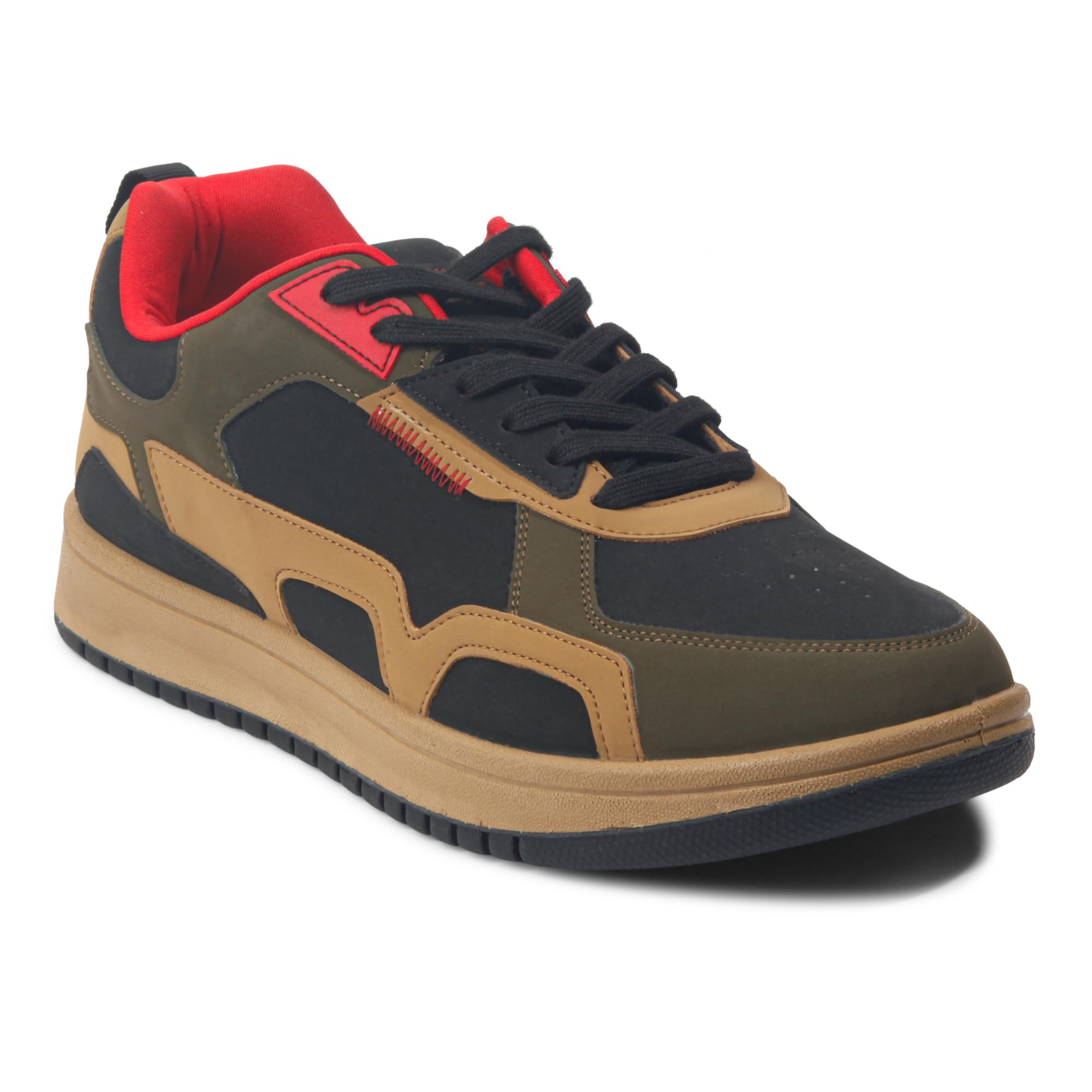 ID Mens Black and Olive Lace-Up Casual Sneakers (B0D1GLH4FV) Amazon Price History, Amazon Price Tracker