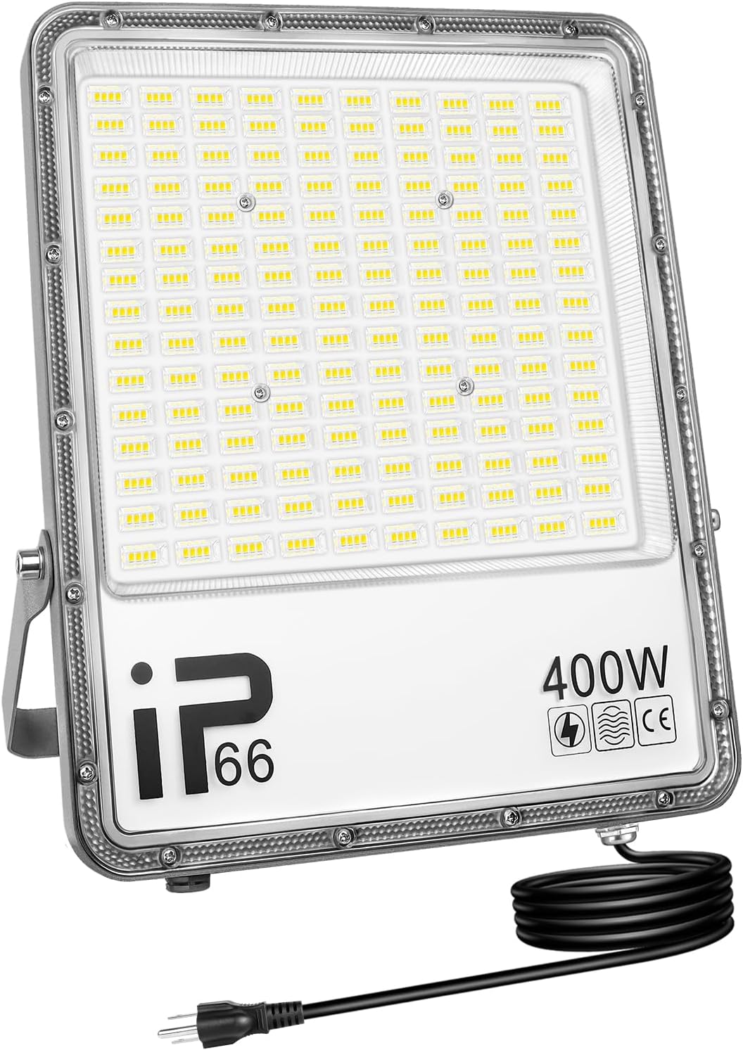 Willpower 400W Flood Lights Outdoor,40000LM Bright Floodlight with Plug 110V Outdoor Work Light IP66 Waterproof LED Security Light 6000K Daylight White Exterior Lights for House Yard Patio Parking