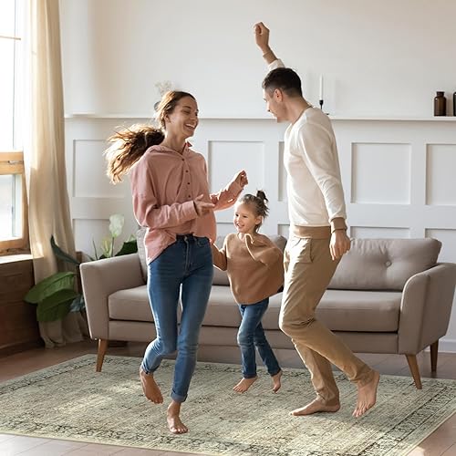 Miniatura 5 de Zealude Alfombra de pasillo de 2 x 6 pies, estilo bohemio para pasillo, cocina, entrada, lavandería, antideslizante, con respaldo de goma, borde