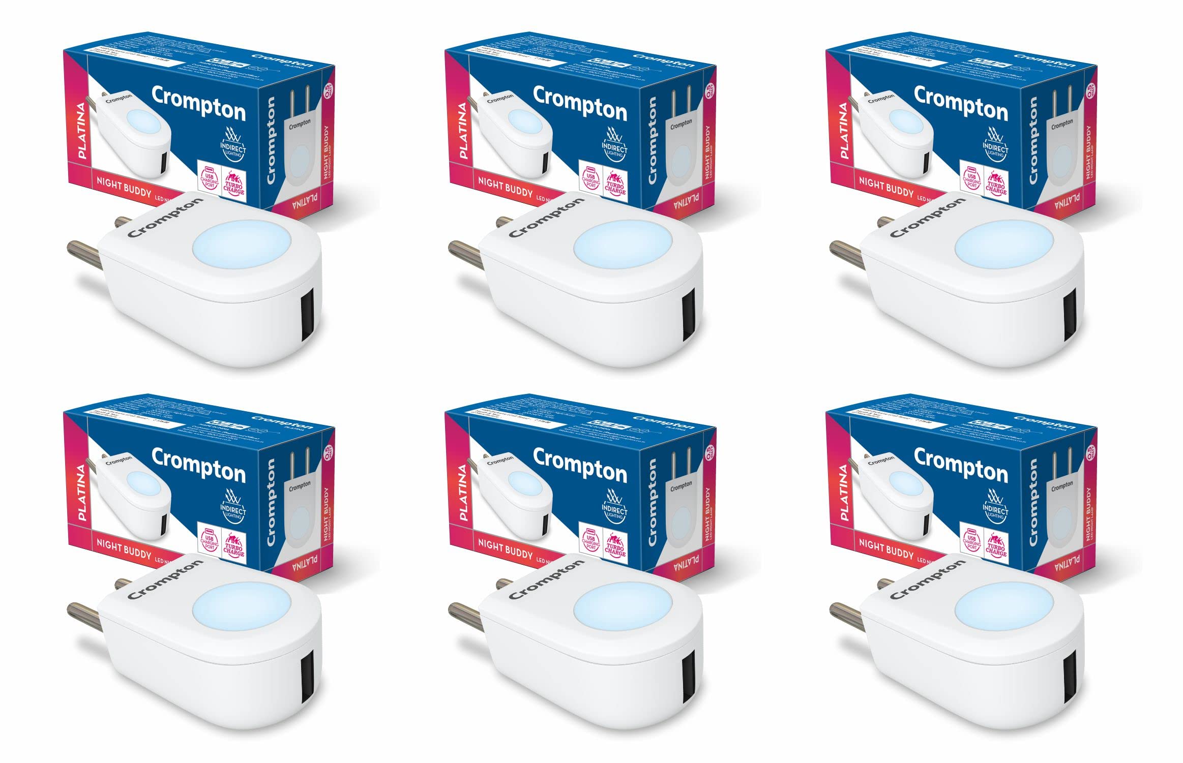Crompton Night Buddy: LED Night Lamp with USB Charger -12