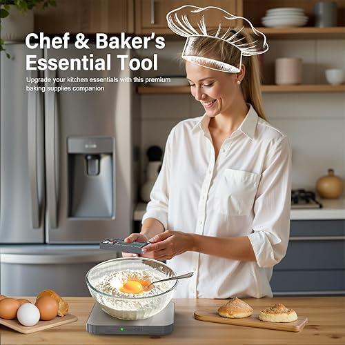 Miniatura 6 de Báscula digital recargable para alimentos de cocina, pantalla desmontable, báscula electrónica para hacer pan y preparar café, plataforma de acero