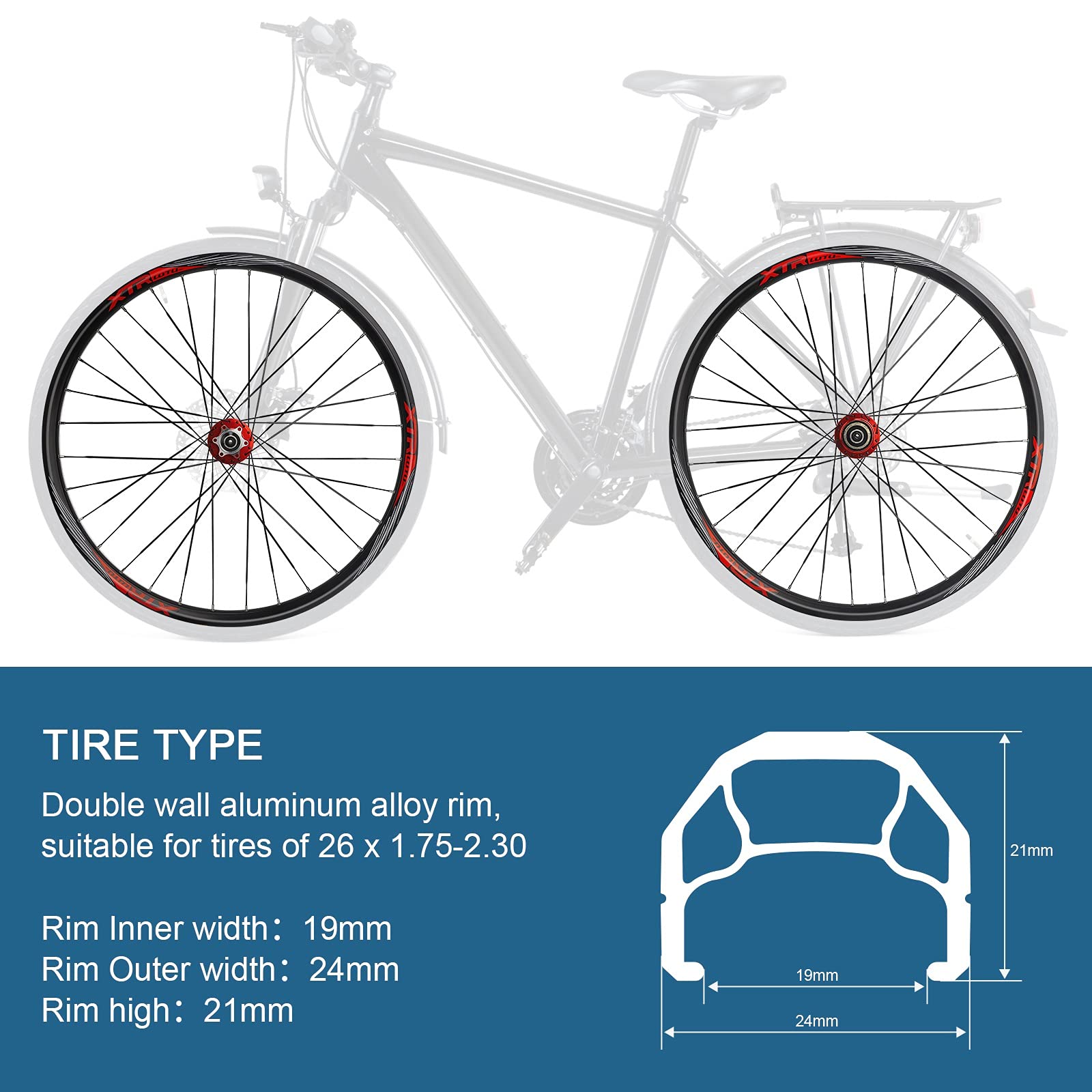 26 Pollici Ruota Anteriore Bici Acciaio Inossidabile 32 Fori 120-sound Cerchio Ruota Bici Bicicletta MTB Mountain City Bike