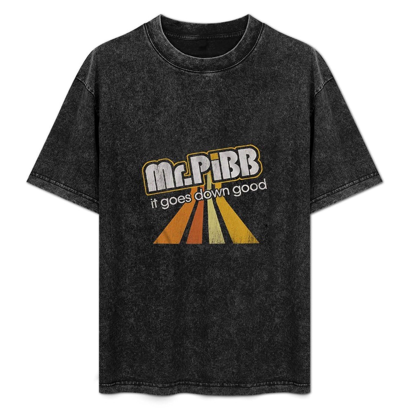 Kesihanxianguo Unisex Black Mr. Pibb Soda Pop Drink Retro Printed T-Shirt Mens Tee Shirt L