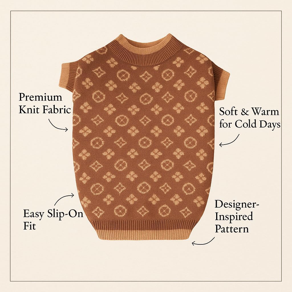 Everything Chic Luxury Dog Sweater – Soft Knit Designer Pet Outfit for Small Dogs & Puppies, XS–L, Stylish Warm Clothing for Yorkies, Chihuahuas, Dachshunds, Maltese, French Bulldog