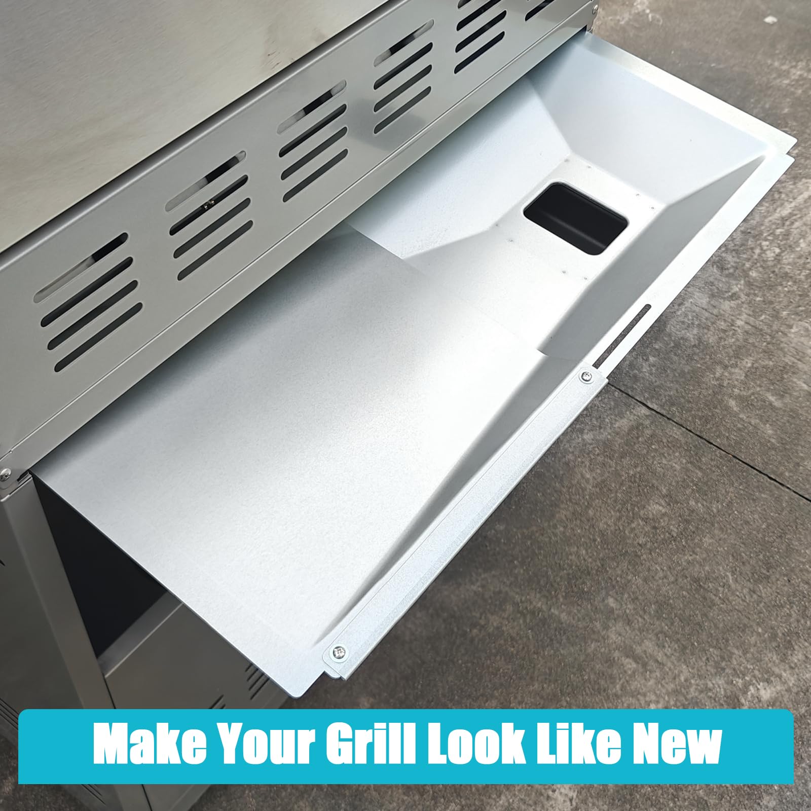 GRISUN Vassoio raccogli grasso regolabile 60 – 80 × 38,5 cm, universale con vaschetta di raccolta per barbecue a gas da 3 a 5 bruciatori di Charbroil, Dyna Glo, Nexgrill, Kenmore e molto altro ancora