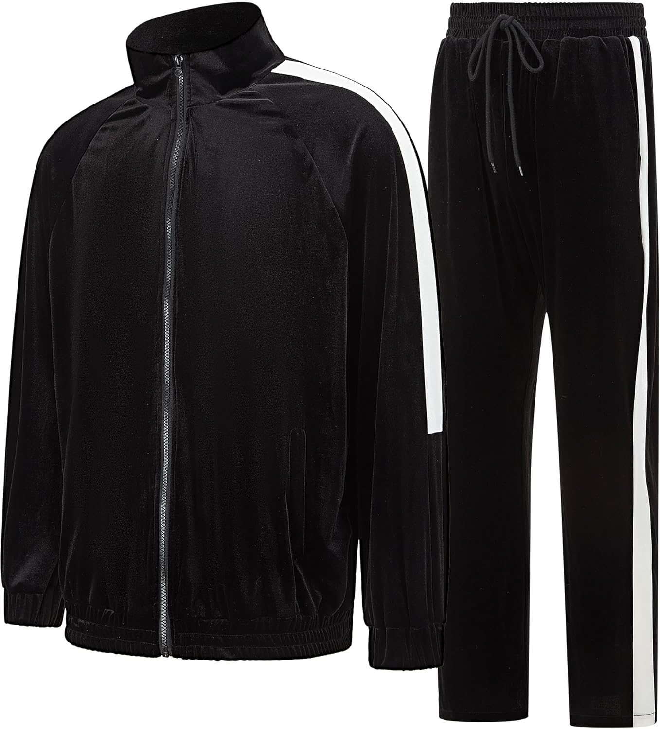 Mens Tracksuit 2 Piece Velour Sweatsuit for Men Casual Full Zip Jogging Suit Jacket Pants Set - Image 2