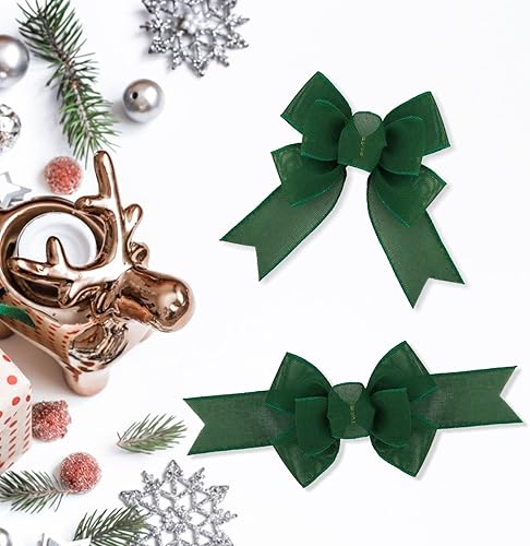 Miniatura 29 de 2 lazos de arpillera de Navidad, hechos a mano, prefabricados para coronas, adornos decorativos grandes de Navidad, decoración de árbol, lazos