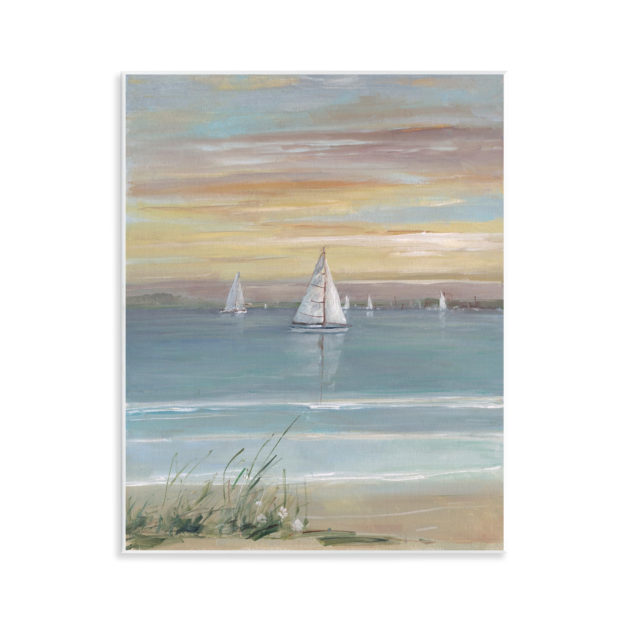 Stupell Industries Coastal Sailboats Twilight Seascape 'Coastal Sailboats At Twilight', Wall Plaque Art, 11 X 14 Inches, Easy To Hang And Sturdy, Made In Usa, By Sally Swatland