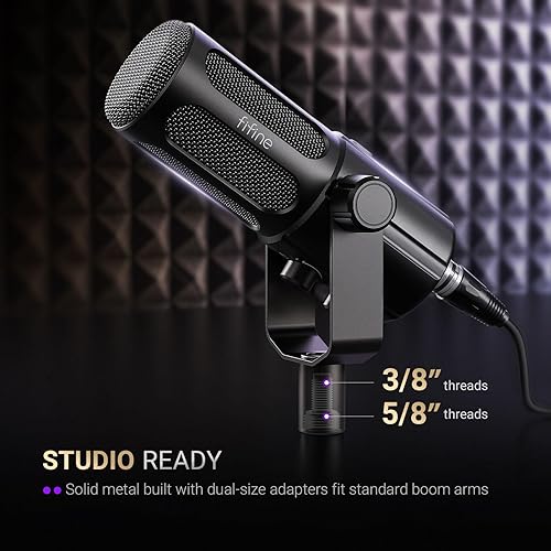 Miniatura 8 de FIFINE Micrófono para podcast, micrófono dinámico vocal USBXLR para grabación, transmisión, transmisión, micrófono de PC de estudio con ajuste de