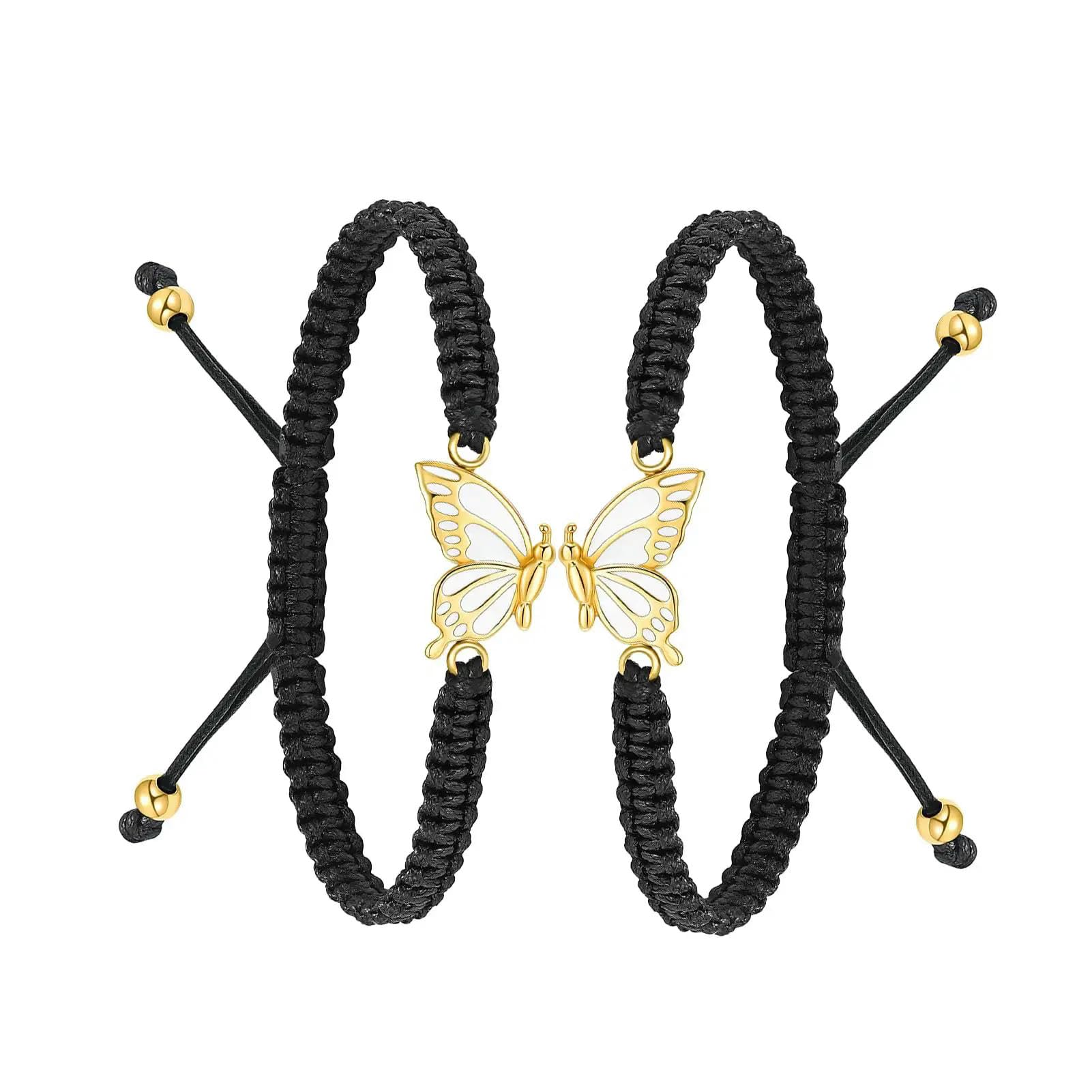 Lot de 2 bracelets funéraires papillon dorés : un cadeau de soutien de deuil