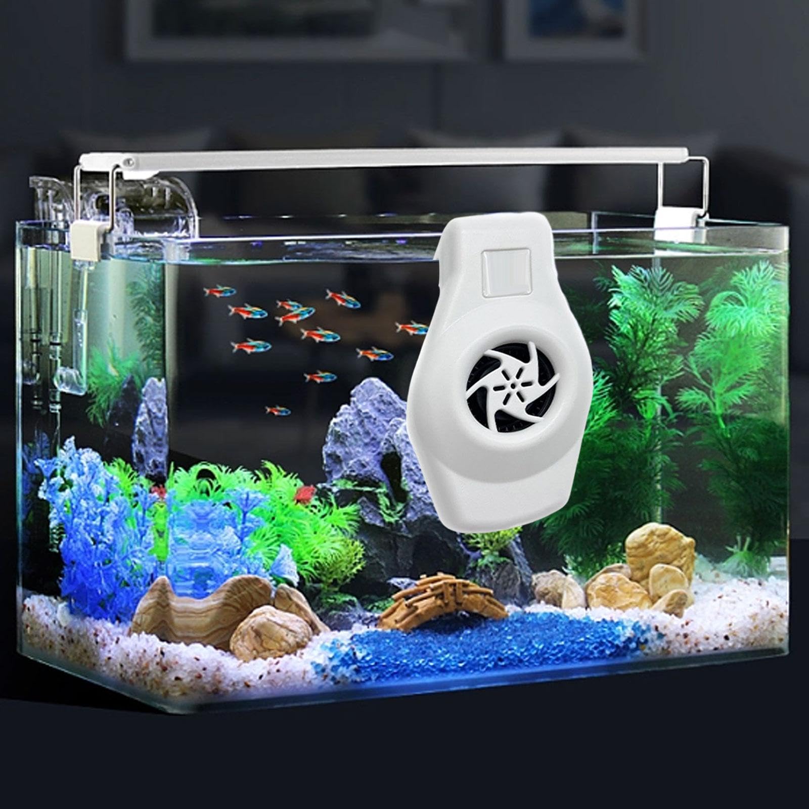 Gralara Aquarium Chiller Aquarium Kühl Temperaturlüfter Fischbecken Kühl mit Zwei Geschwindigkeiten aus PP für Aquarien, Weiß