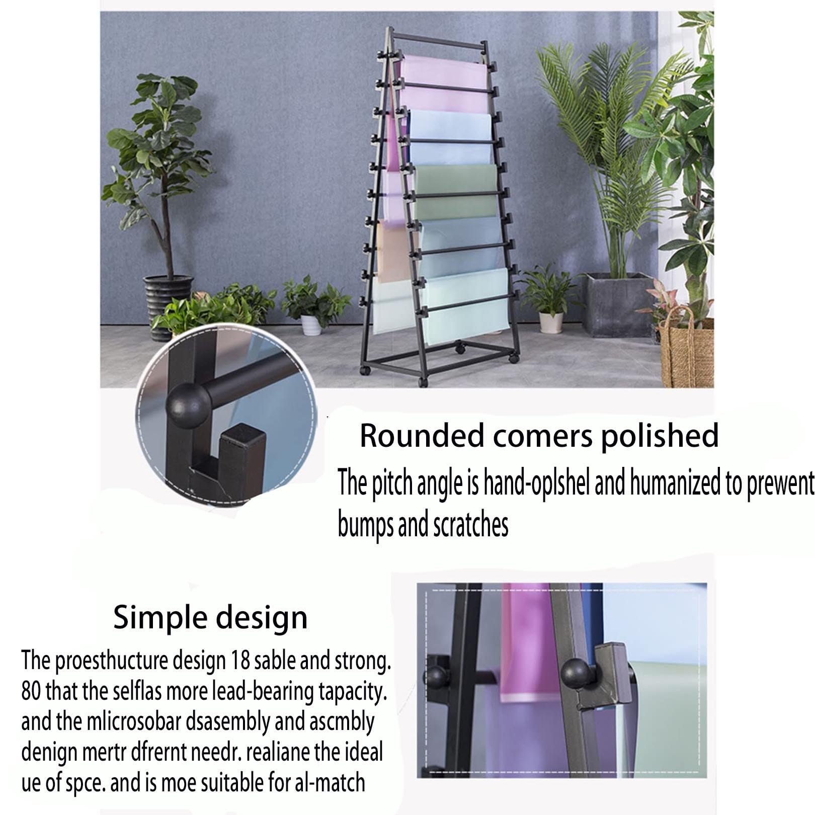 ManiCrown Double Sided Metal Scarf Display Rack, Shawl Fabric Silk Scarf Storage Rack for Commercial Clothing Store, Floor -Standing Sheets Belt Suit Pants Hanging Rack, Accessory Organizer Rack (Siz