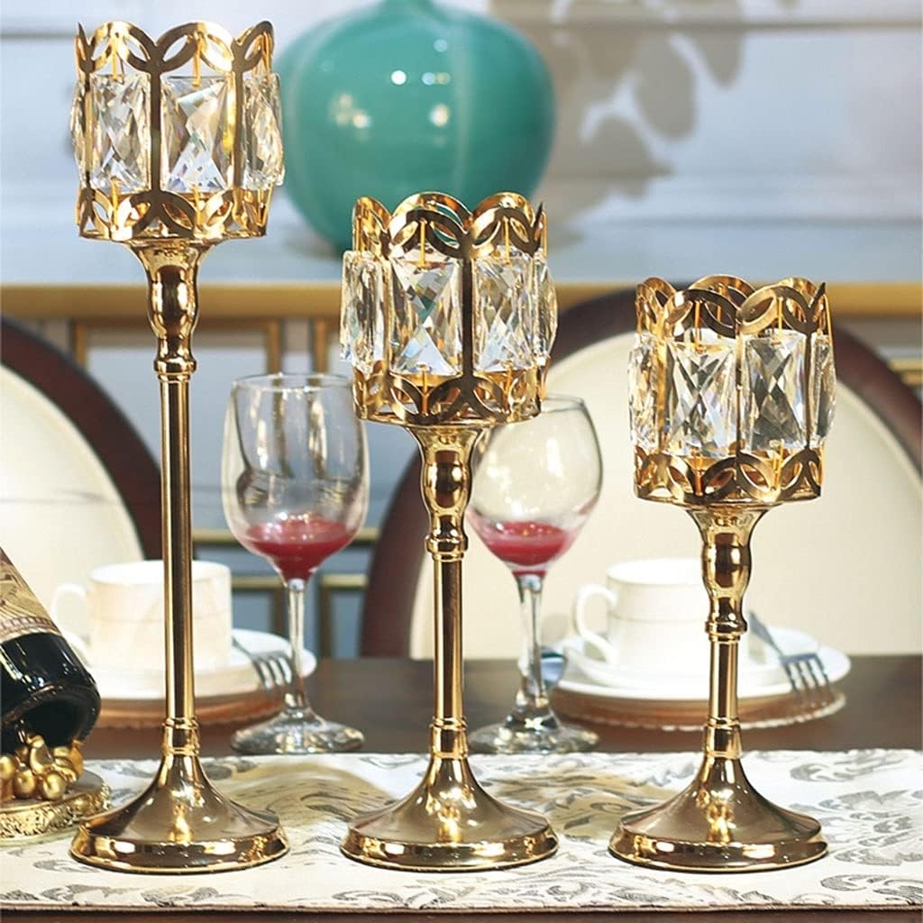 Crystal Candlestick Ornaments Home Nordic Decorations Festival Candlelight Dinner Props Shooting Supplies 3-Piece Set