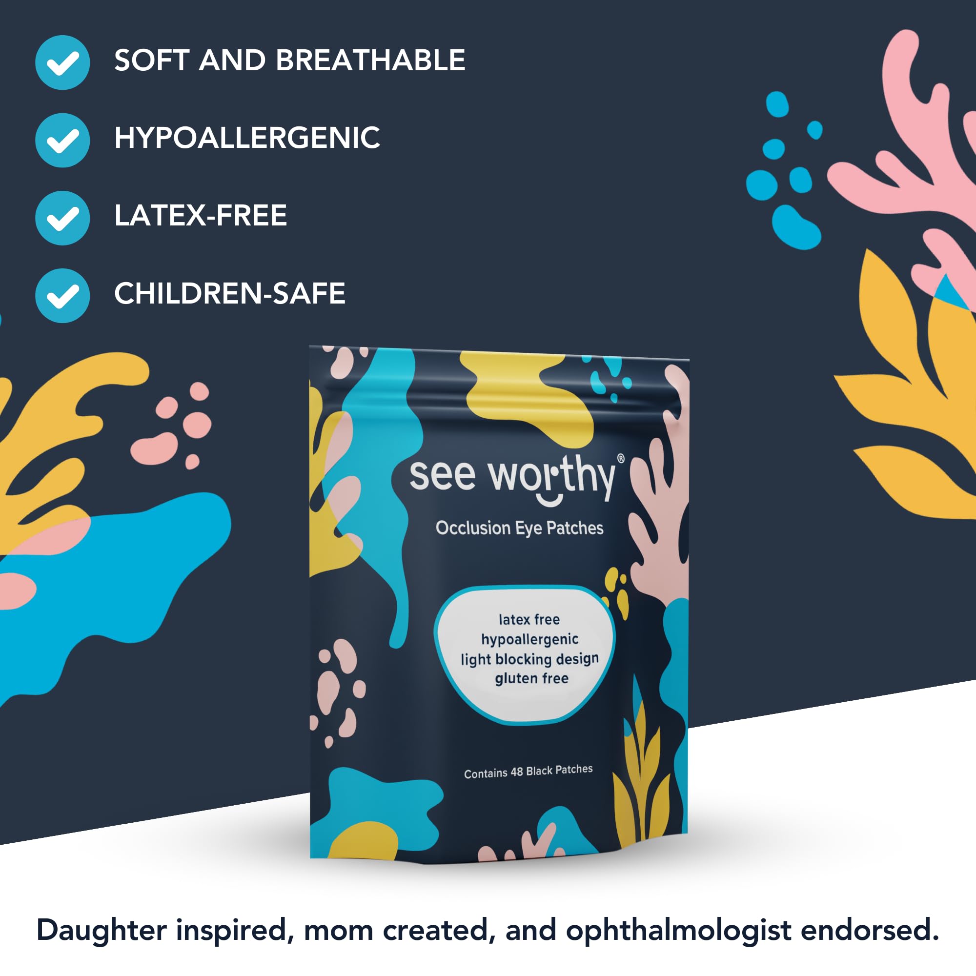 See Worthy Parches adhesivos negros para ojos (48 unidades por caja)