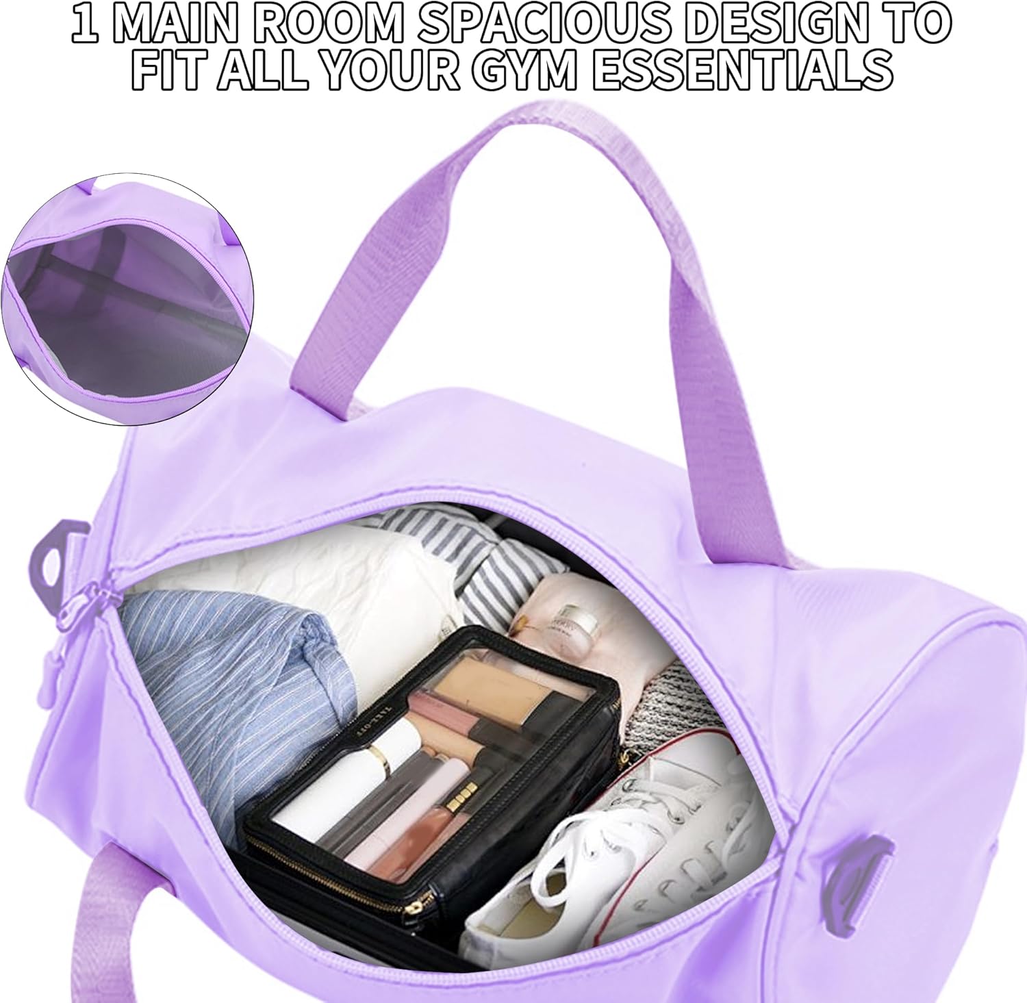 Mini Gym Bag for Women Small Duffle Bag Mini Gym Tote Bag Sport Bag for Yoga Swimming Dance (Purple) - Image 3