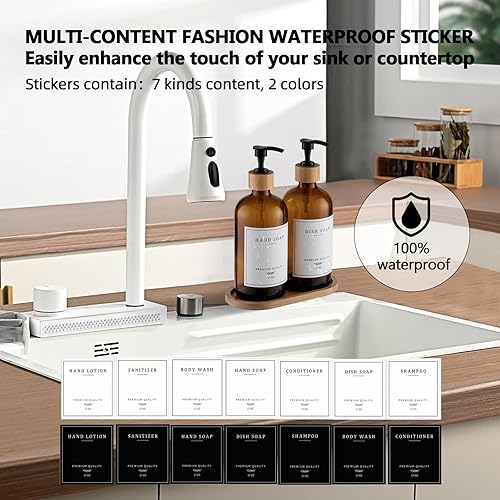 Miniatura 4 de Dispensador de jabón de vidrio ámbar, dispensador de jabón de manos para juego de cocina, dispensador de loción de jabón para baño con bomba y