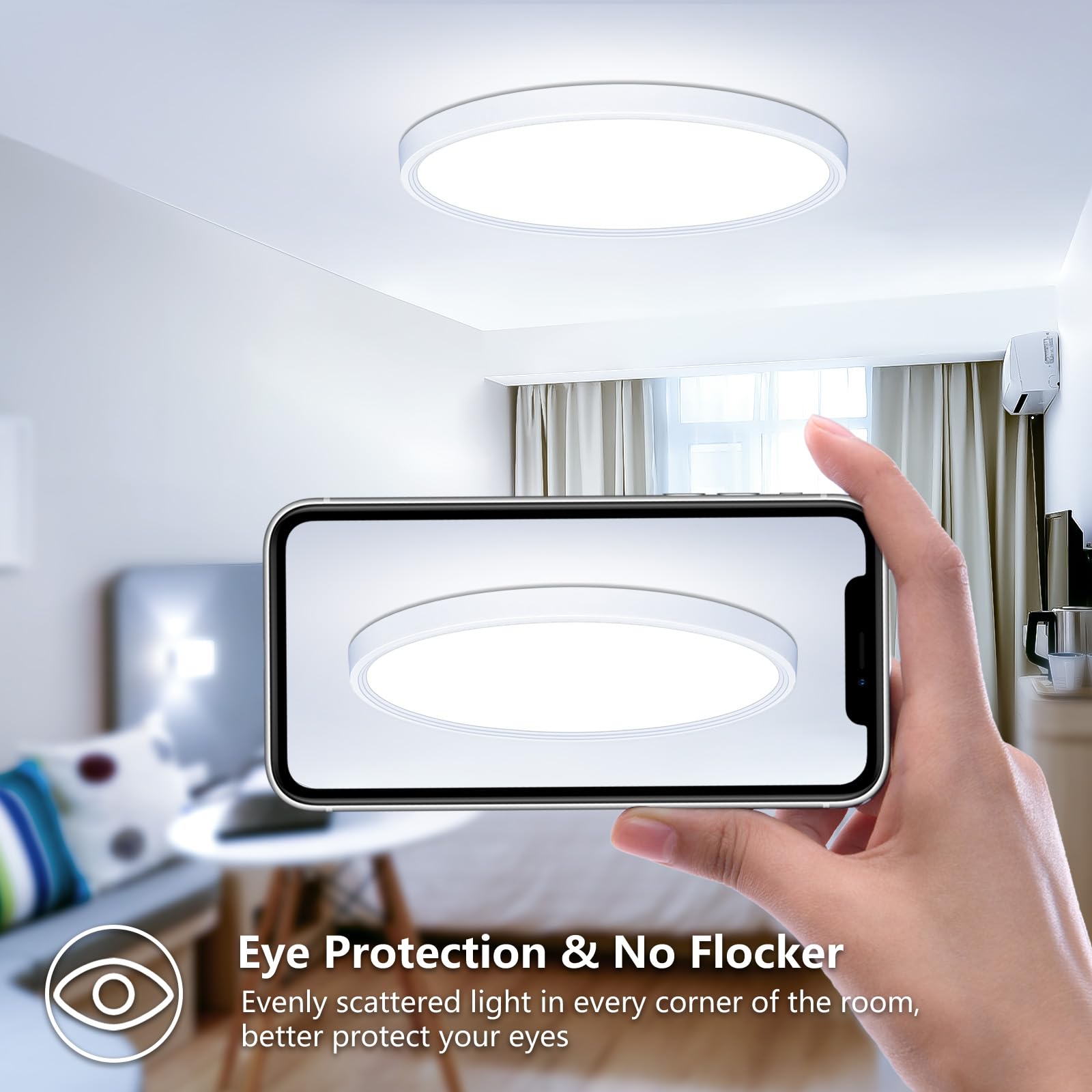 OUILA Plafon LED Techo Redondo Lámpara de Techo Blanco Frio 6500K Ø22CM 18W 1800LM Luz de Techo Moderna Lamparas de Dormitorio de Techo Salon, Cocina, Baño, Pasillo, Sala