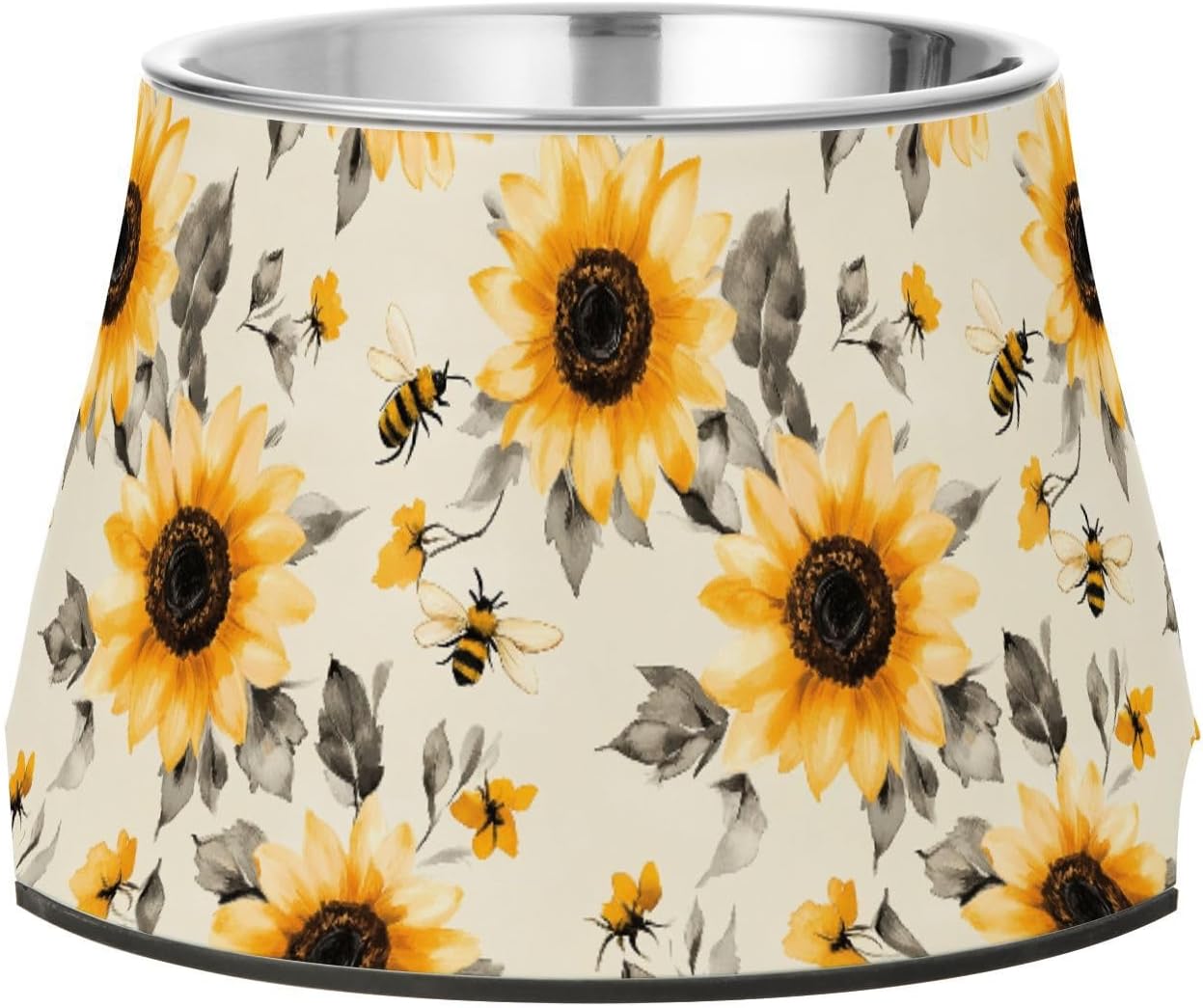 Aesthetic Sunflower Neutral Pets Water&Food Bowls Non Skid Stainless Steel Pets Basic Bowls for Small Pet Whisker Fatigue