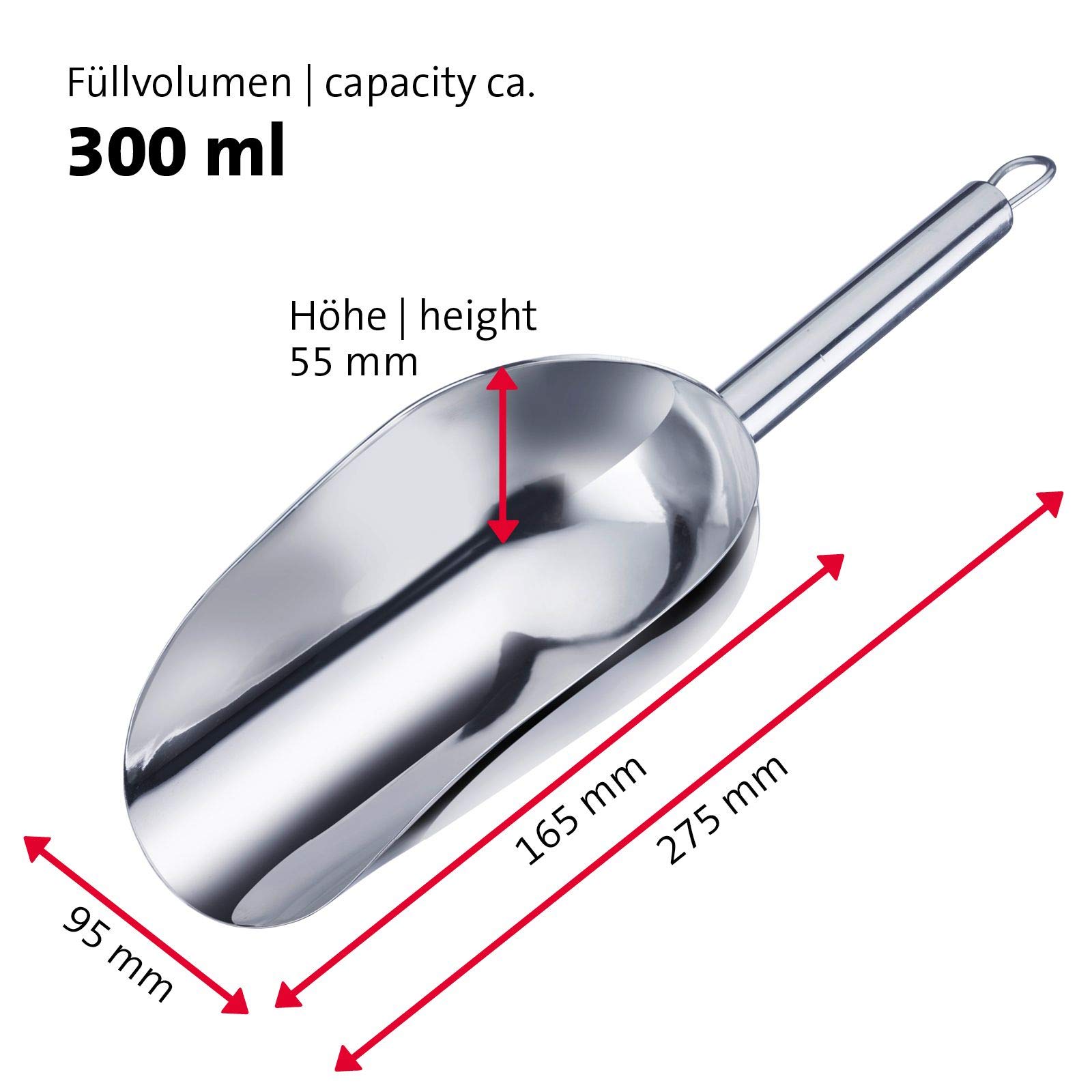 Westmark Paletta per pesare/riempire, Capacità: 300 ml (ca. 400 g di farina), Acciaio inox, Halia, Argento, 91052270