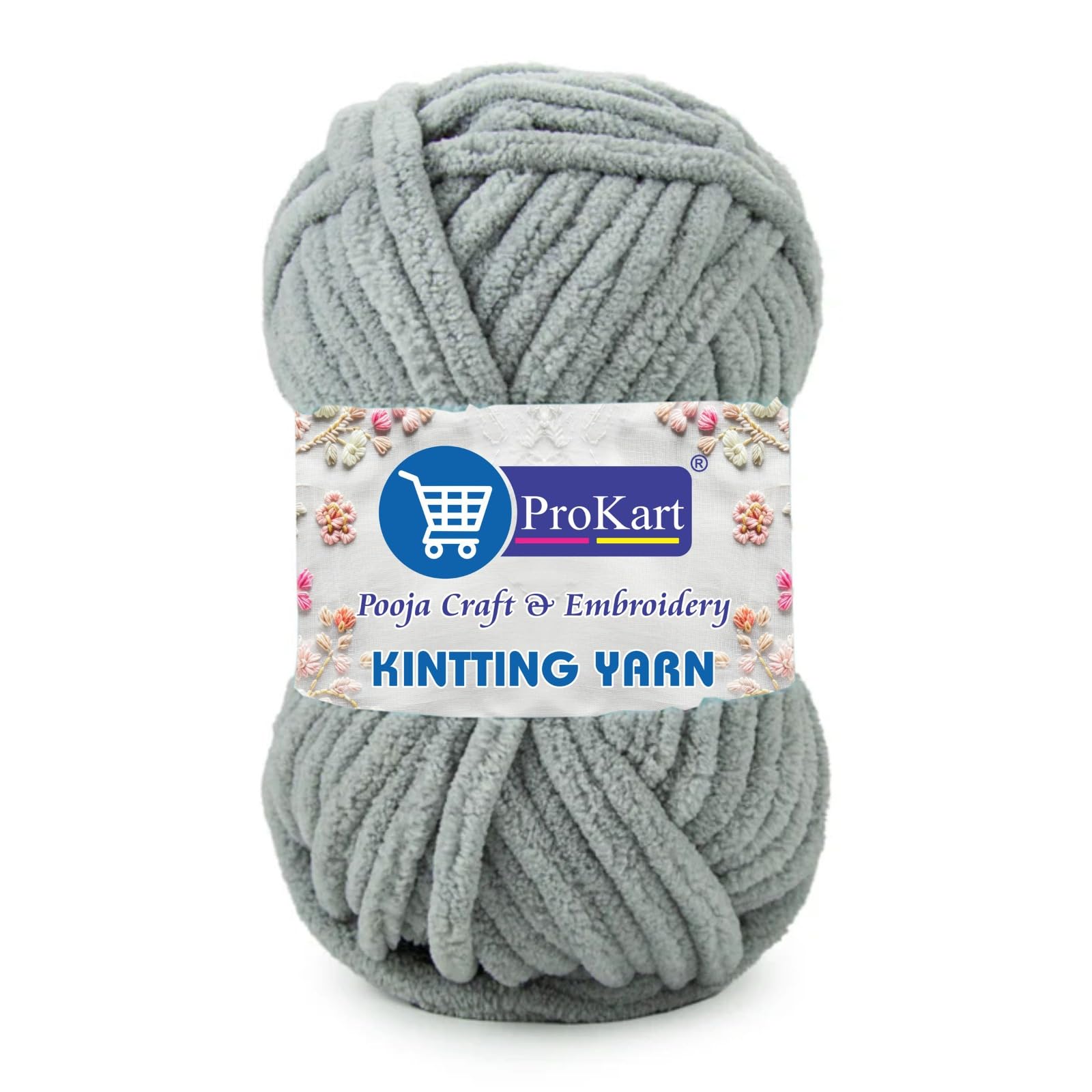 ProKart Premium Blankie Wool, Plush & Cuddly, Chenille Yarn Supersoft Hand Knitting Wool Ball | Blanket Thick/Mottu Yarn Ball Suitable for Hand Knitting and Crocheting for Baby, Adult, Sweaters, caps, Throws, Home Furnishing, Scarves, Blankets (Grey)