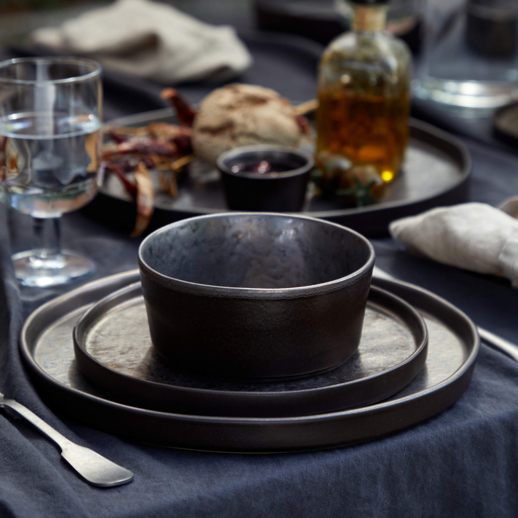Costa Nova, Lagoa colección, Vajilla elegante, gres, Plato sopa, pasta , metal (marrón metalizado), 20 cm, 6 piezas