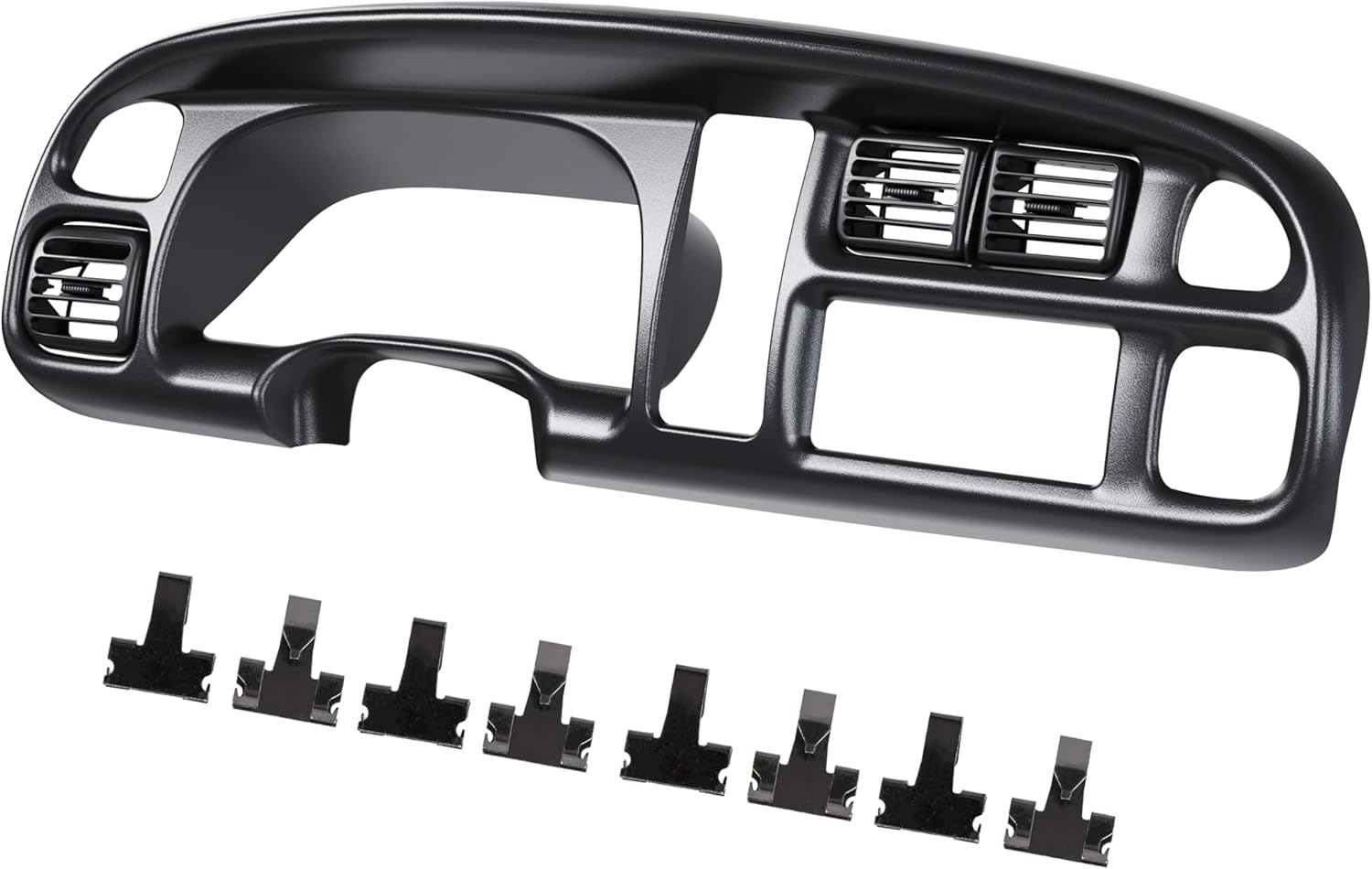 KUAFU Dashboard Bezel Cover w/Vents Compatible with 1998-2002 Dodge Ram Pickup 1500 2500 3500 Replacement for 5GK51DX9AA 5EU11DX9AB Instrument Bezel Panel Cluster Face Surround Bezel Black