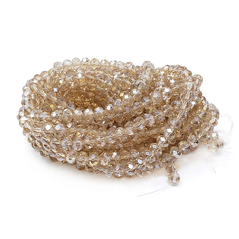 6mm Silver Champagne Rondelle Glass Beads for Jewelry Making AB Colour 720pcs Faceted Briolette Shape Crytal Spacer Beads Assortments Supplies Accessories for Bracelet Necklace for Wholesale