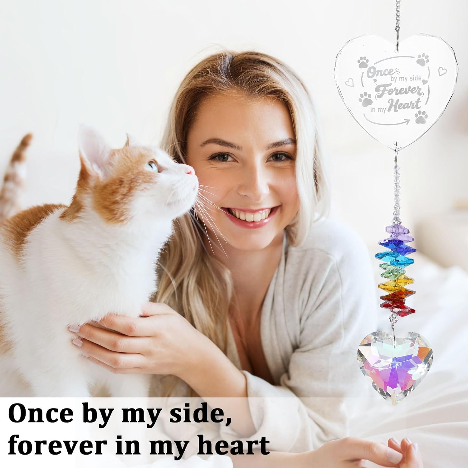 Dog Memorial Gifts for Loss of Dog Heart Shape Crystal Pet Bereavement Suncatcher Pet Memorial Gifts for Dogs and Cats Thoughtful Cat and Dogs Remembrance Gift - Image 4